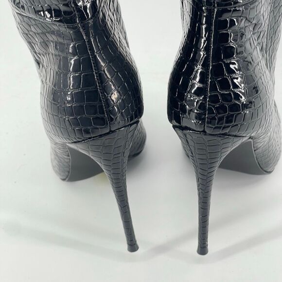 Steve Madden Harlow Black Croco Embossed Over The Knee High Heel Boots Size 8 - Picture 11 of 16